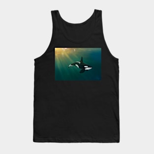 Orca underwater sunset scene Tank Top